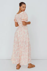 Sitting Pretty Pintuck Pleat Puff Sleeve Dress Pink