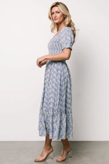 Piper Eyelet Midi Dress | Blue + Ivory
