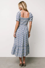 Piper Eyelet Midi Dress | Blue + Ivory