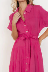 Aizey Button Up Maxi Dress | Pink