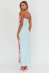 Truth Be Told Strapless Maxi Dress Blue
