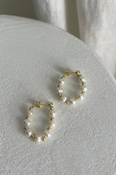 Dream Time Pearl Hoop Earrings Gold