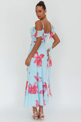 Sun Lover Ruffle Trim Maxi Dress Lily Blue