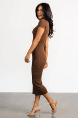 Dana Ribbed Midi Dress | Brown