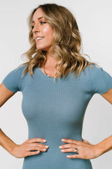 Dana Ribbed Midi Dress | Dusty Blue