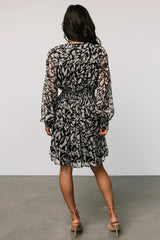 Anne Short Dress | Black Print