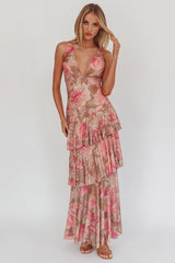 Veda Strappy Back Maxi Dress Roses Blush