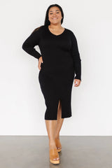 Fairmount Ribbed Midi Dress | Black