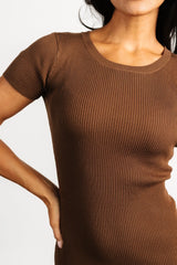 Dana Ribbed Midi Dress | Brown
