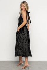 Octavia Velvet Midi Dress | Black