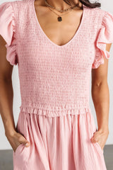 Afton Smocked Tiered Dress | Vintage Blush