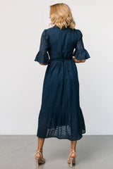 Virginia Eyelet Midi Dress | Navy