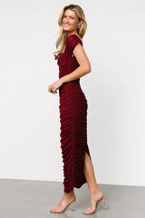 Alessandra Mesh Midi Dress | Burgundy